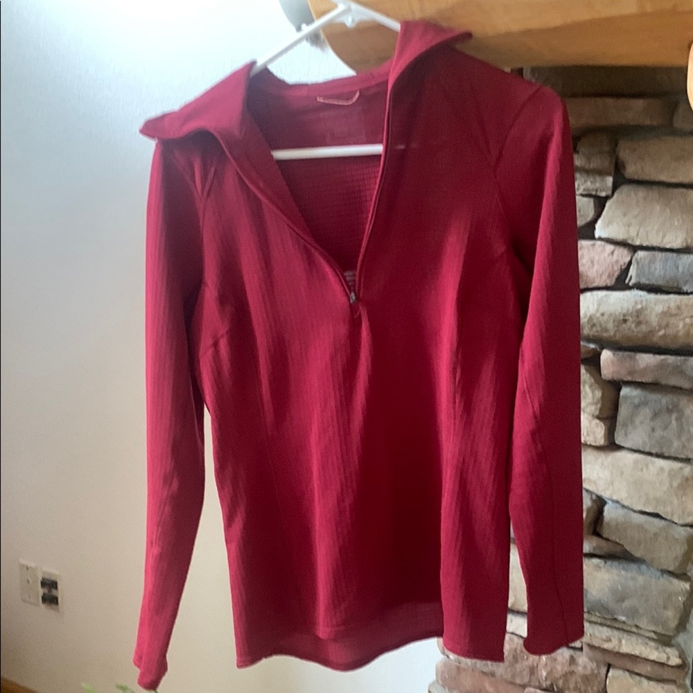 Patagonia Women's capilene thermal weight 1/4 zip hoody burgundy - Picture 2 of 6